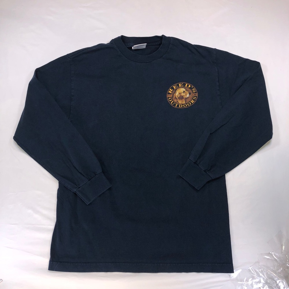 Reeds Outdoors Golden Retriever Long Sleeve Graphic Tee Navy Blue Mens Medium
